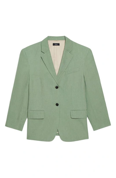 Theory Galena Boxy Oversized Linen Jacket In Leaf - F15