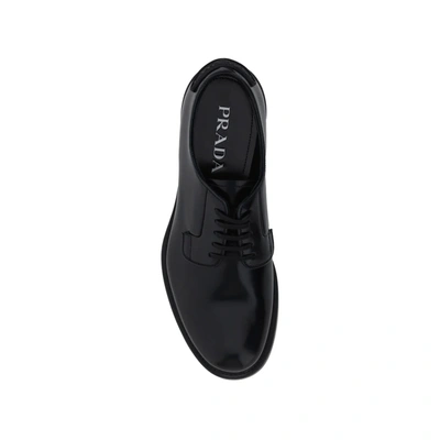 Shop Prada Lace Up Leather Derbies