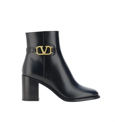 Shop Valentino Garavani  Garavani V Logo Leather Ankle Boots