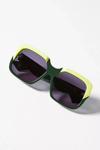Shop Karen Walker Asscher Sunglasses In Green