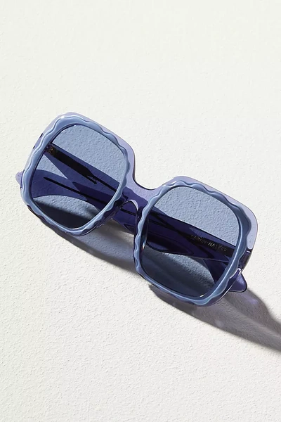 Shop Karen Walker Bloom Doom Oversized Sunglasses In Blue