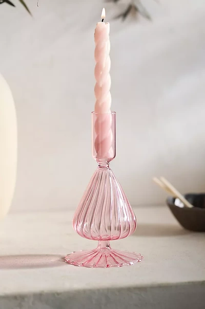 Shop Terrain Ridged Flare Base Taper Candle Holder In Pink