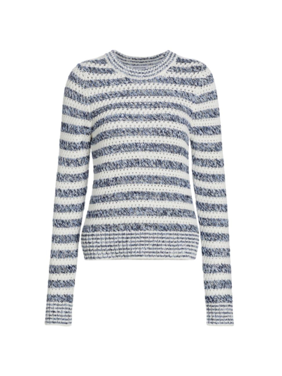 Shop Veronica Beard Women's Newton Striped Cotton Sweater In Blue Multi