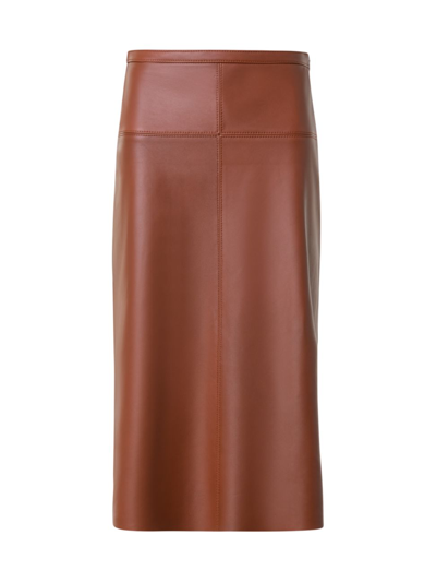 Shop Akris Women's Leather A-line Skirt In Vicuna