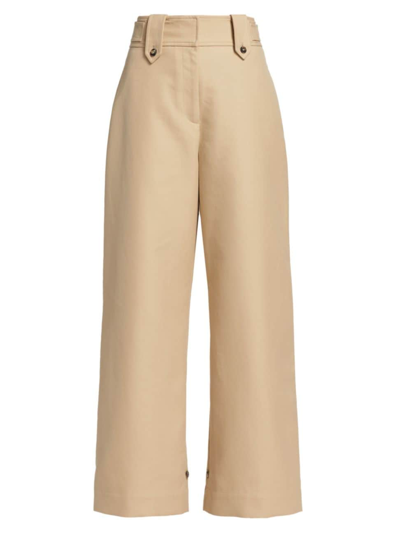 Shop Rosetta Getty Women's Cotton Wide-leg Suiting Pants In Khaki