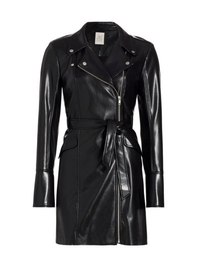 Shop Cinq À Sept Women's Evie Faux Leather Moto Minidress In Black