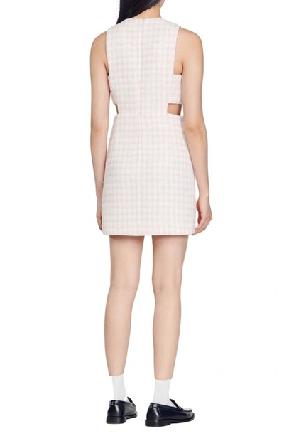 Shop Sandro Liana Gingham Tweed Sheath Minidress In Light Pink