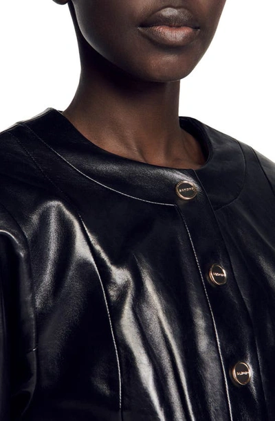 Shop Sandro Miley Leather Crop Jacket In Black