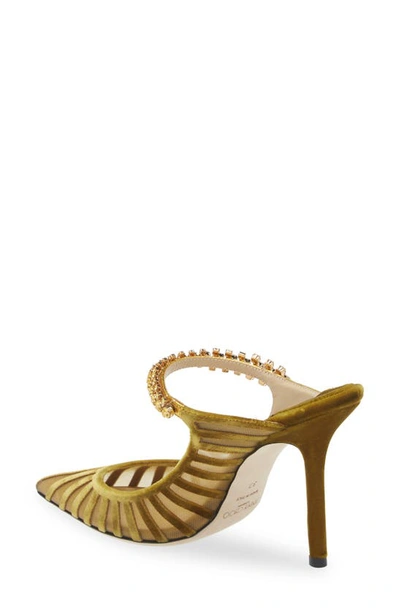 Shop Jimmy Choo Bing Crystal Embellished Pointed Toe Mule Pump In Citrine