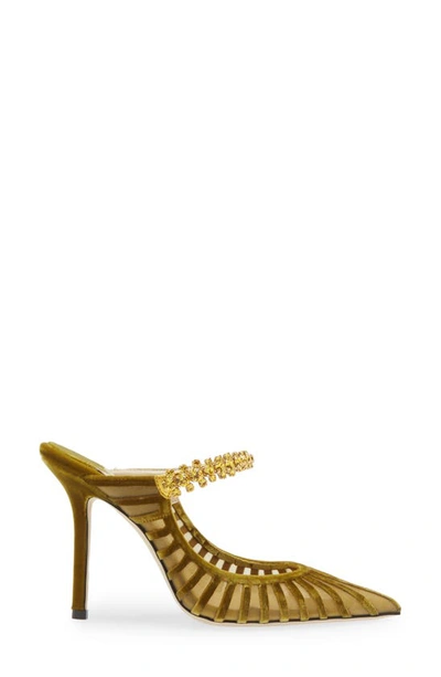 Shop Jimmy Choo Bing Crystal Embellished Pointed Toe Mule Pump In Citrine