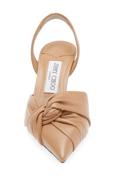 Shop Jimmy Choo Hedera Knot Pointed Toe Slingback Pump In Biscuit