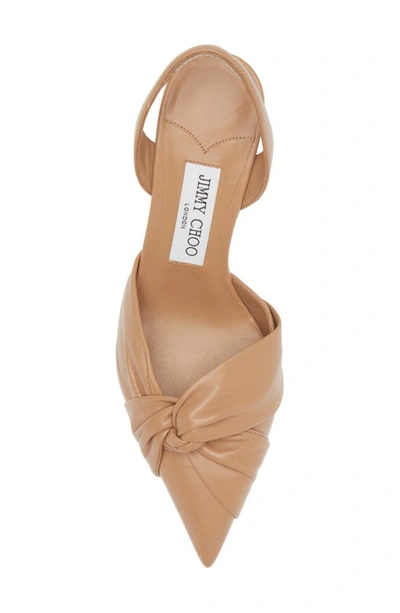 Shop Jimmy Choo Hedera Knot Pointed Toe Slingback Pump In Biscuit