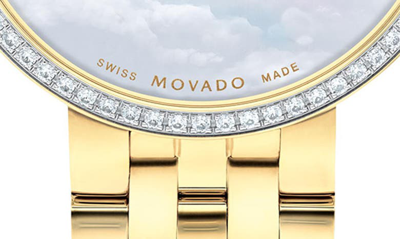 Shop Movado Museum Classic Diamond Bracelet Watch, 29.5mm In White Mop