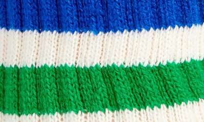 Shop American Trench Retro Stripe Cotton Blend Quarter Crew Socks In Kelly/ Royal