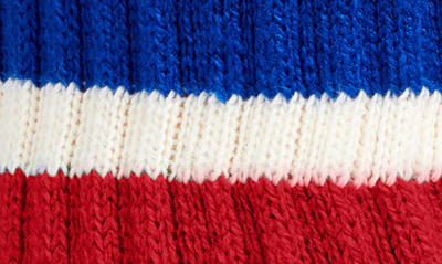 Shop American Trench Retro Stripe Cotton Blend Quarter Socks In Royal/ Red