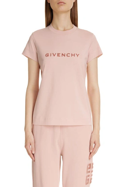 Shop Givenchy Tufted 4g Logo Slim Fit Cotton T-shirt In Blush Pink