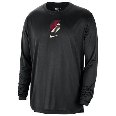 Shop Nike Black Portland Trail Blazers 2023/24 City Edition Authentic Pregame Performance Long Sleeve Sho