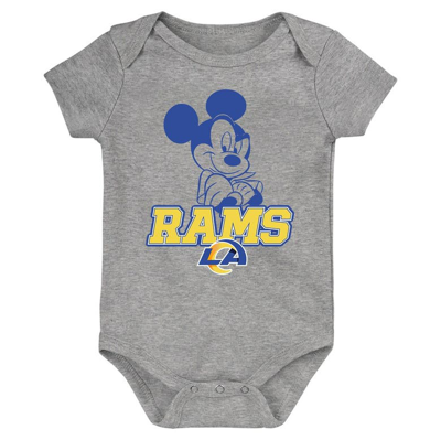 Shop Outerstuff Newborn & Infant Royal/gold/gray Los Angeles Rams Three-piece Disney Game Time Bodysuit Set