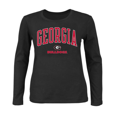 Shop Profile Black Georgia Bulldogs Plus Size Arch Over Logo Scoop Neck Long Sleeve T-shirt