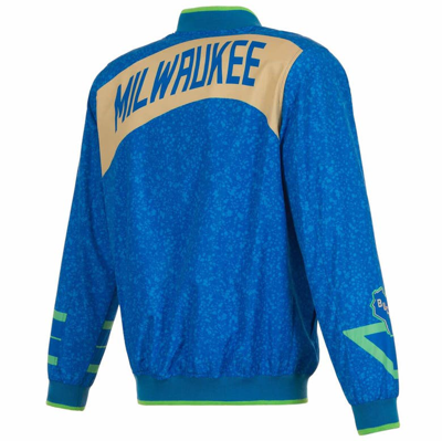 Shop Jh Design Blue Milwaukee Bucks 2023/24 City Edition Full-zip Bomber Jacket
