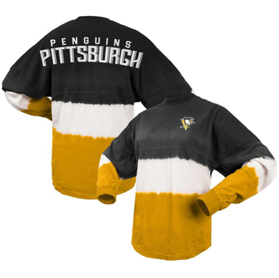 Shop Spirit Jersey Fanatics Branded Black/gold Pittsburgh Penguins Ombre Long Sleeve T-shirt
