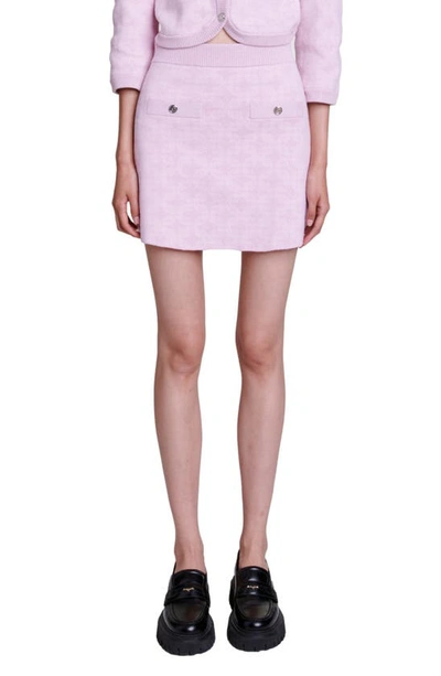 Shop Maje Jenthe Metallic Tonal Print Miniskirt In Pale Pink