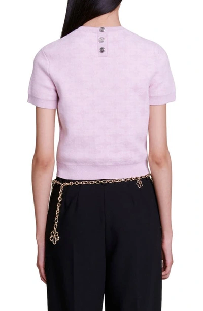 Shop Maje Minthe Short Sleeve Sweater In Pale Pink