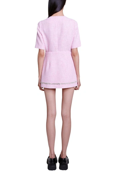 Shop Maje Ipop Beaded Minidress In Pale Pink