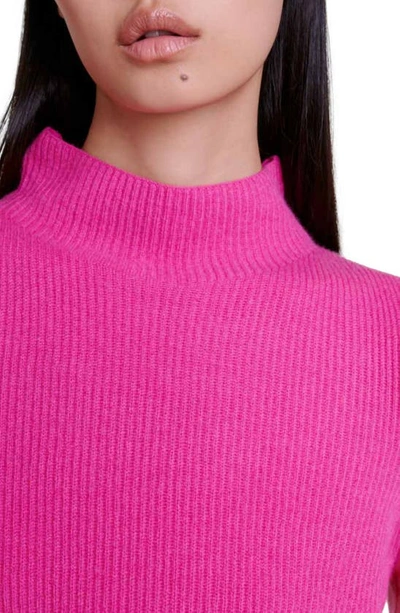 Shop Maje Marlena Rib Cold Shoulder Cashmere Sweater In Fuchsia Pink