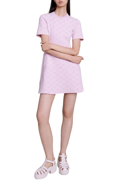 Maje Women's Jacquard Knit Short Dress In Pale Pink