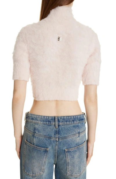 Shop Givenchy 4g Crop Alpaca & Wool Blend Turtleneck Sweater In Blush Pink