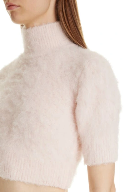 Shop Givenchy 4g Crop Alpaca & Wool Blend Turtleneck Sweater In Blush Pink