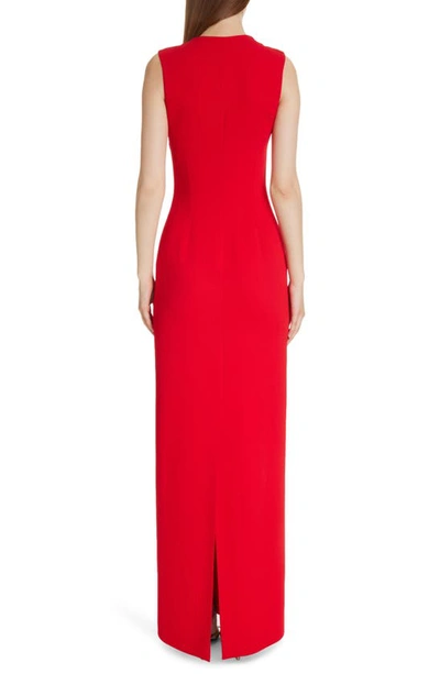 Shop Givenchy Plunge Neck Sleeveless Column Gown In Vermillon