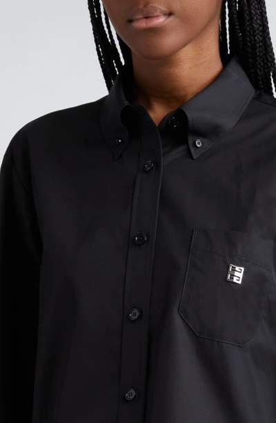 Shop Givenchy 4g Logo Crop Cotton Poplin Button-down Shirt In Black