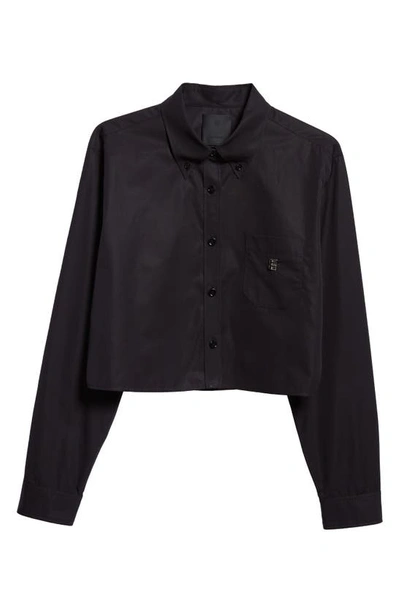 Shop Givenchy 4g Logo Crop Cotton Poplin Button-down Shirt In Black