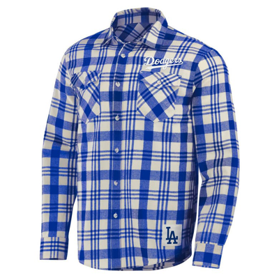 Shop Darius Rucker Collection By Fanatics Royal Los Angeles Dodgers Plaid Flannel Button-up Shirt