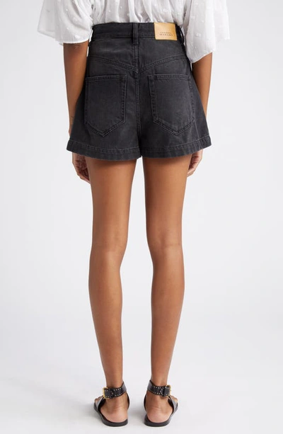 Shop Isabel Marant Étoile Jovany High Waist Button Fly Denim Shorts In Faded Black