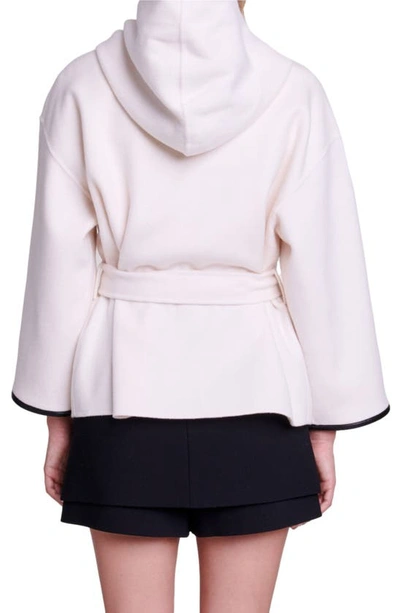 Shop Maje Grusan Belted Bracelet Sleeve Wool Blend Jacket In White