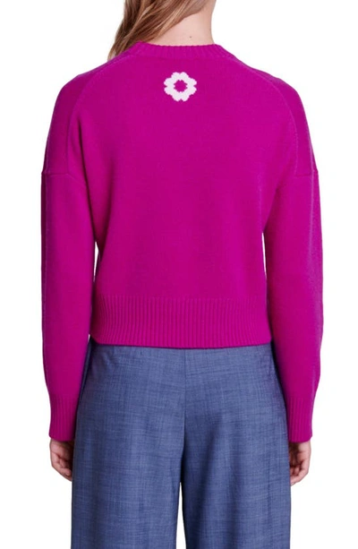 Shop Maje Meigety Cashmere Blend Crewneck Sweater In Fuchsia Pink