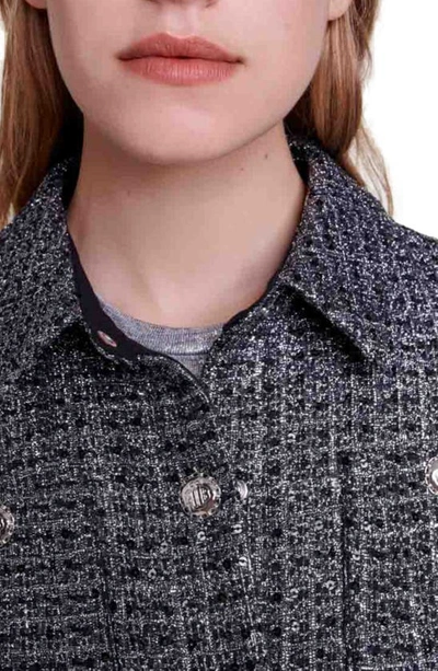 Shop Maje Vimex Tweed Crop Jacket In Silver