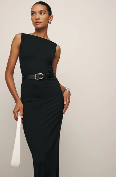 Shop Reformation Raine Sleeveless Rib Body-con Dress In Black