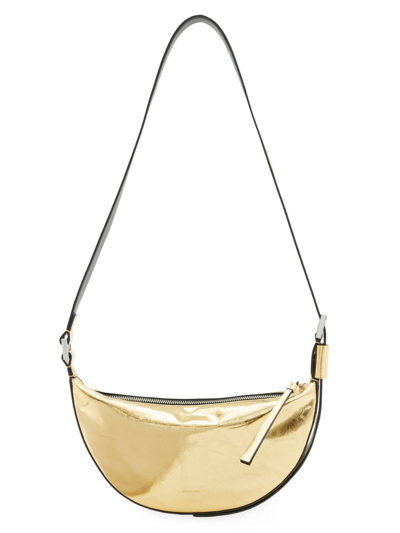 Shop Allsaints Women's Half Moon Leather Crossbody Bag In Gold