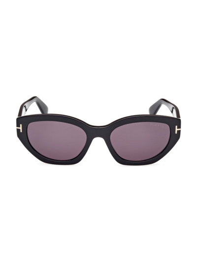 Shop Tom Ford Women's Penny 55mm Geometric Sunglasses In Shiny Black Smoke