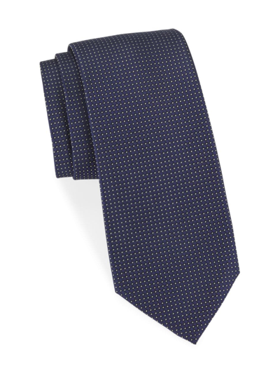 Shop Isaia Men's Micro-dot Print Silk Tie In Navy