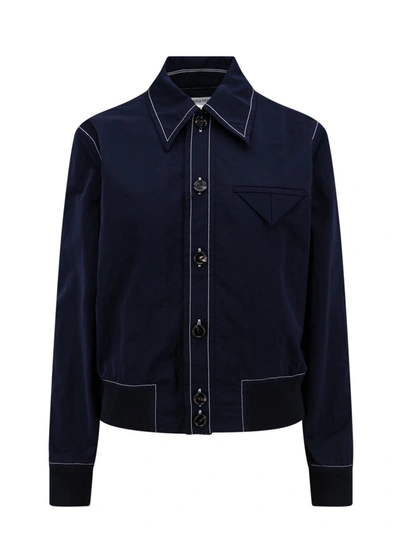 Bottega Veneta Contrast-stitching Bomber Jacket In Blue