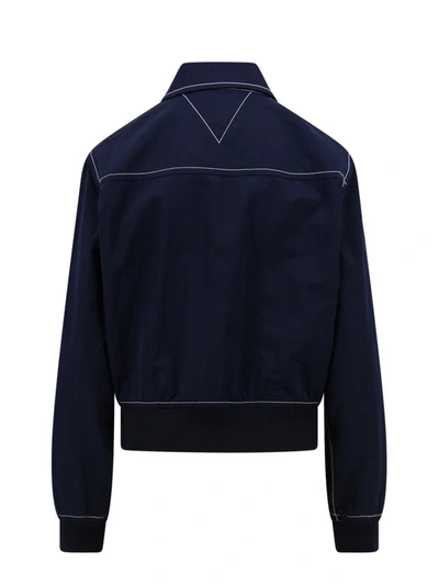 Bottega Veneta Contrast-stitching Bomber Jacket In Blue