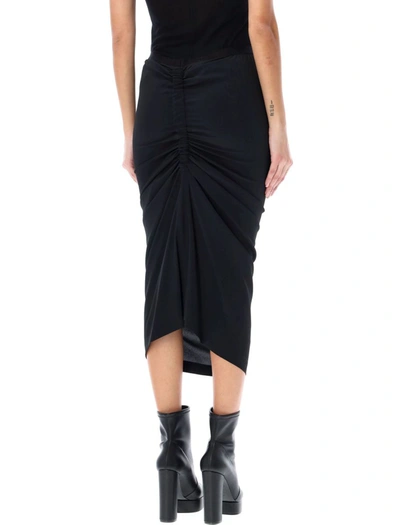 Rick Owens Ribbed-panel Crepe Midi Skirt In Black