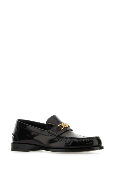 Shop Versace Loavers In Black