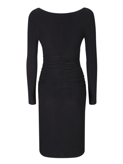 Shop Norma Kamali Shirred Black Dress