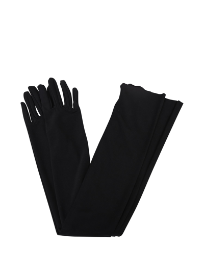 Shop Norma Kamali Long Black Gloves